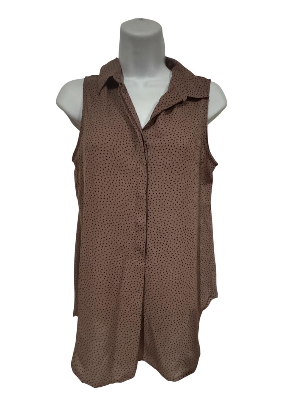 LOFT Pink Sleeveless Polka Dot Collared Camisole